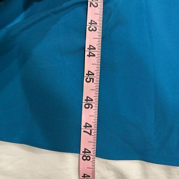 Halston Idalia One Shoulder Ruched Midi Dress Stretch Cocktail Blue Teal 10 NWT - Picture 13 of 13